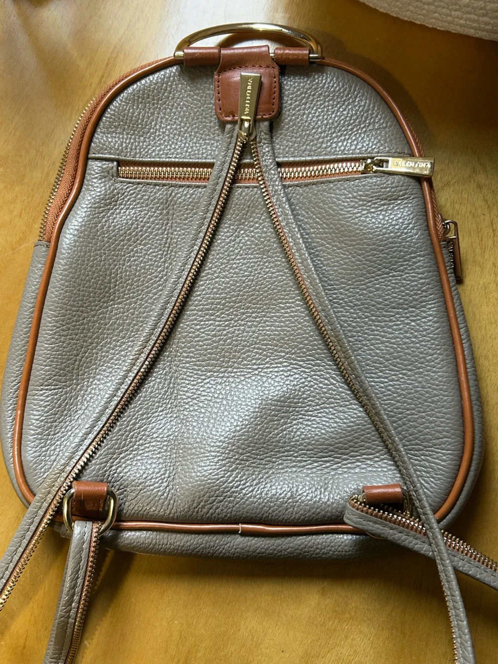 Valentina Made in Italy Genuine Leather Convertible Backpack Crossbody Bag Gray